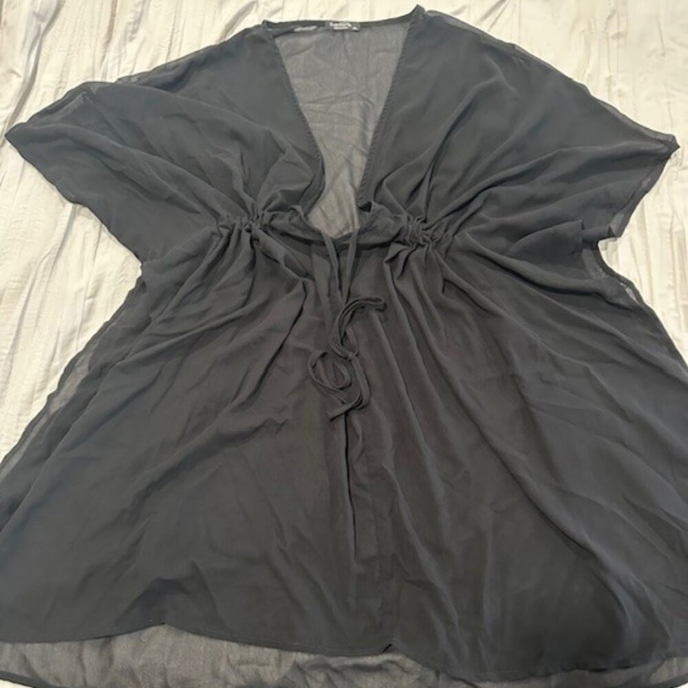 Black sheer swim coverup